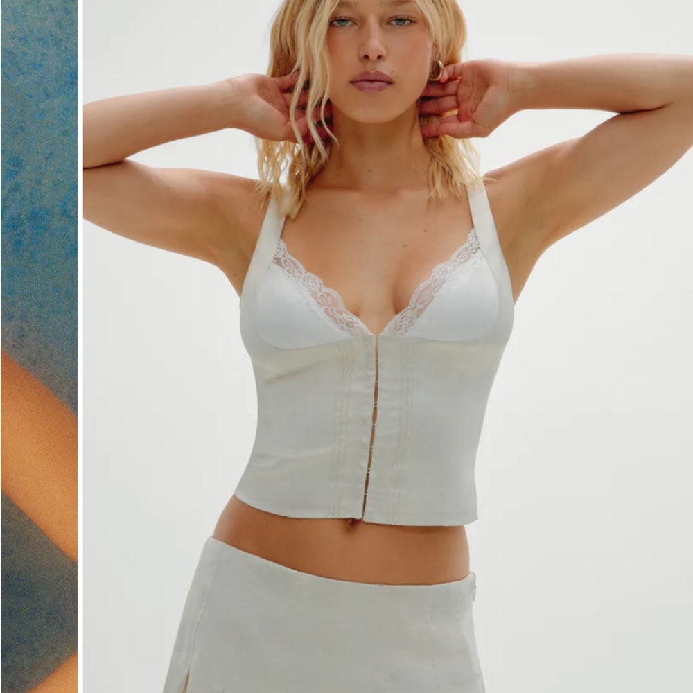 Frankie's Bikinis Cream Lace Corset Top